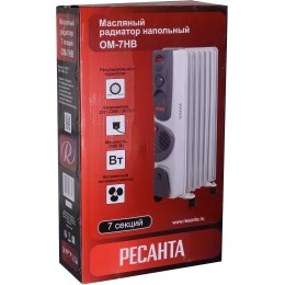 Масляный обогреватель РЕСАНТА ОМ-7НВ [67/3/10] 1,9кВт с вентилятором, 330?240?630, 7секций, 8,3кг }